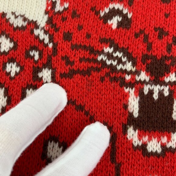 GUCCI Red Tiger Wool Knit Sweater Size S Turquoise Cream Luxury Designer Italian - Picture 3 of 8